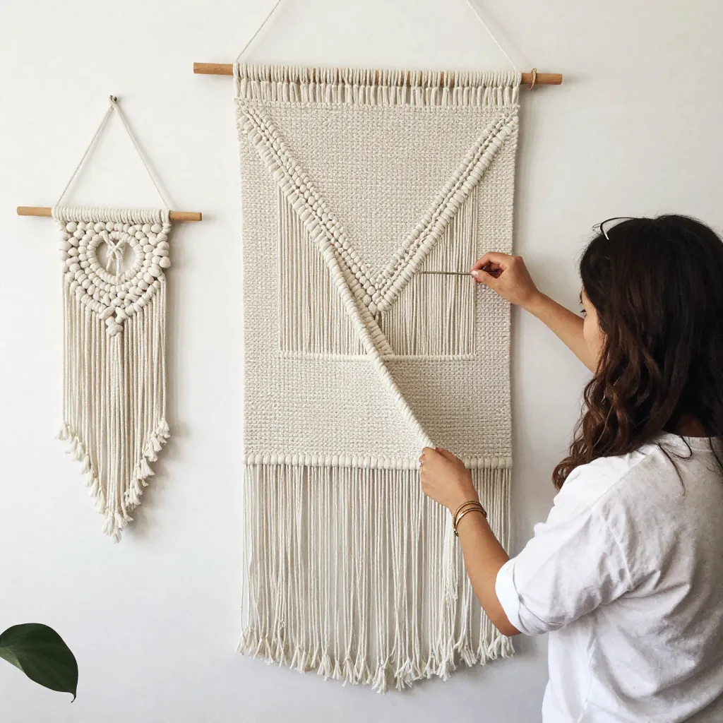 Textile art piece with metallic accents